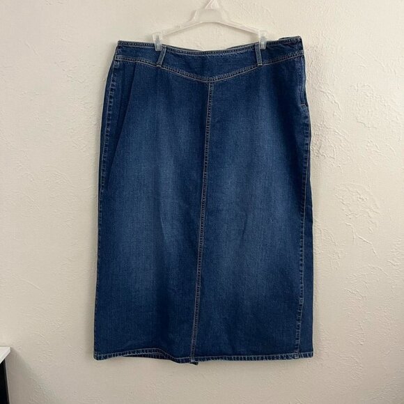y2k denim plus size preppy girly long jean skirt - Picture 2 of 8